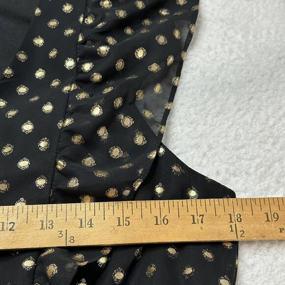 Banana Republic Women's Metallic Polka Dot Fit Flare Dress Size S Black Gold - Picture 5 of 10